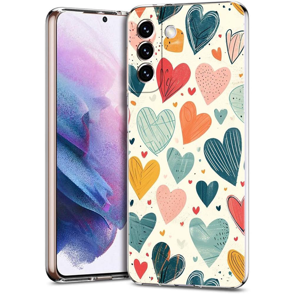 Красочный чехол-сердечко для телефона Samsung Galaxy S24 Ultra S23 FE S22 S20 S21 5G S10 S9 Plus S10E S8 Мягкий силиконовый прозрачный чехол