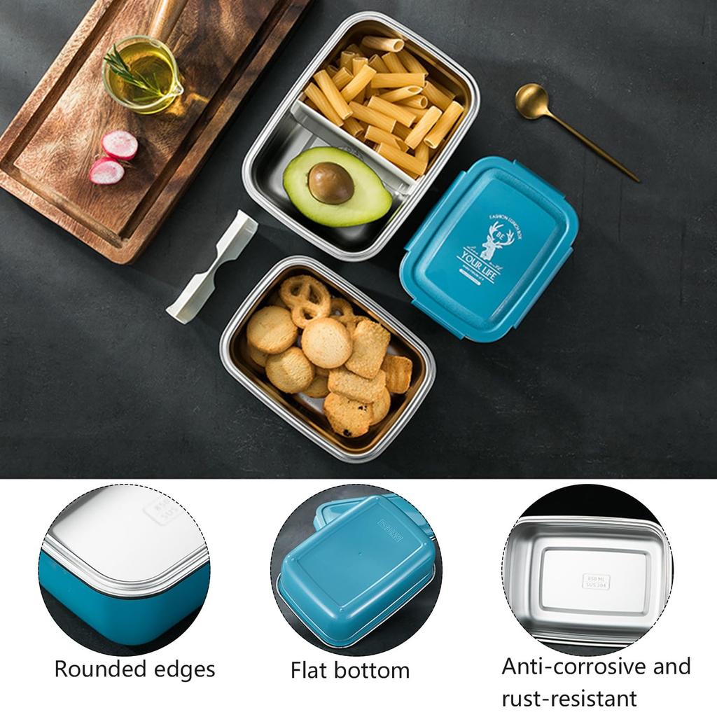Large Capacity Bento Waterproof and Leakproof Lunch Box for Kids and with Removable Stainless Stylish and Visually Appealing Lunch Box for and School