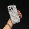 3D чехол для телефона с узором в виде ромба для iPhone 16 15 14 13 12 11 Pro Max, эпоксидный, с блестками, серебряной фольгой, мягкий, противоударный, задняя крышка