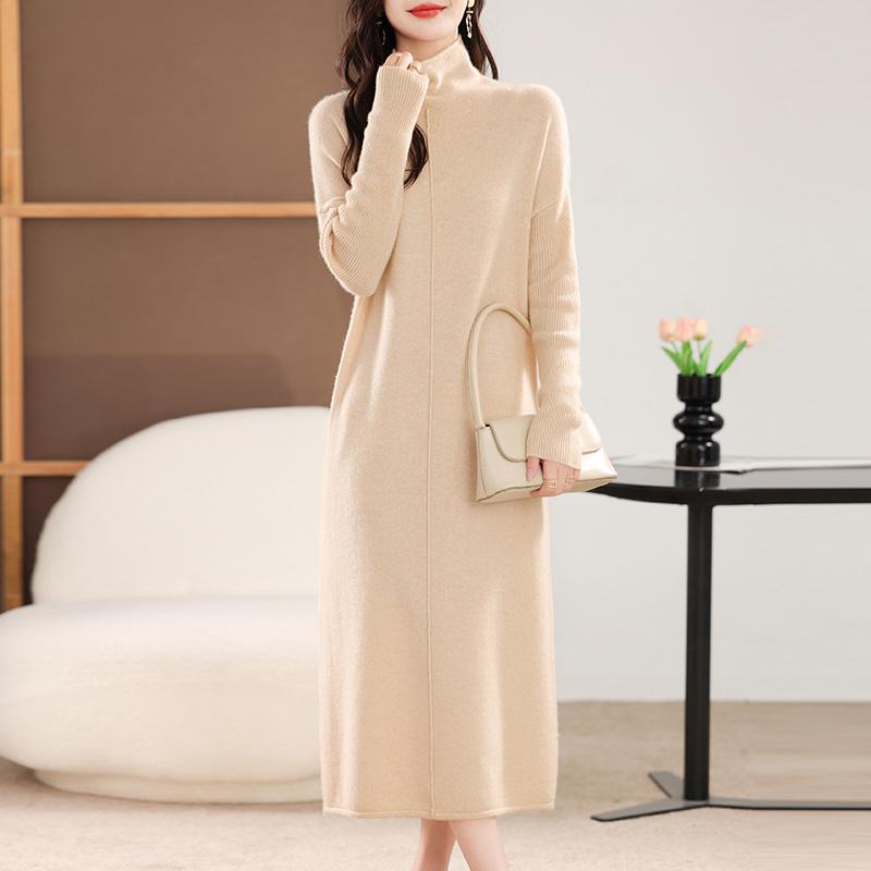 Женское кашемировое платье Qinghe кашемир 30% кашемир 70% шерсть осенне-зимняя кашемировая юбка мягкая и теплая