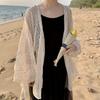 Spring Summer Sunscreen Shirt Thin Women's  Cardigan Hollow Out Thin  Sweet  Solid  Femme Simple Chic Daily Mujer Tops