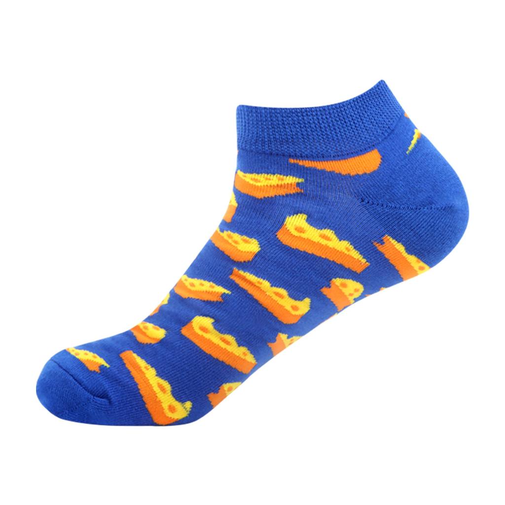 Men's Quality Business Ankle Socks Casual Novelty Graffiti Food Geometric Lattice Colorful Summer Happy Combed Cotton Short Sock