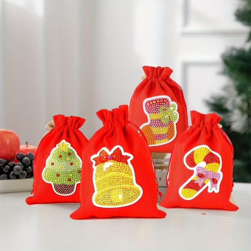 1 комплект рождественской льняной 5D алмазной живописи «Счастливый мешок» — дизайн мешочка для конфет, проект ручной работы «сделай сам» с аппликацией из одного бриллианта