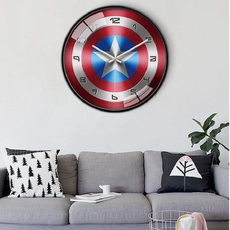 Marvel Captain America Iron Man Spider Man Pattern Wall Clock For Kids Room Decor