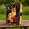 400 Page Large Cat Leather Journal Vintage Look Blank Notebook Book of Shadows Gifts for Her & Him Celestial Sketchbook