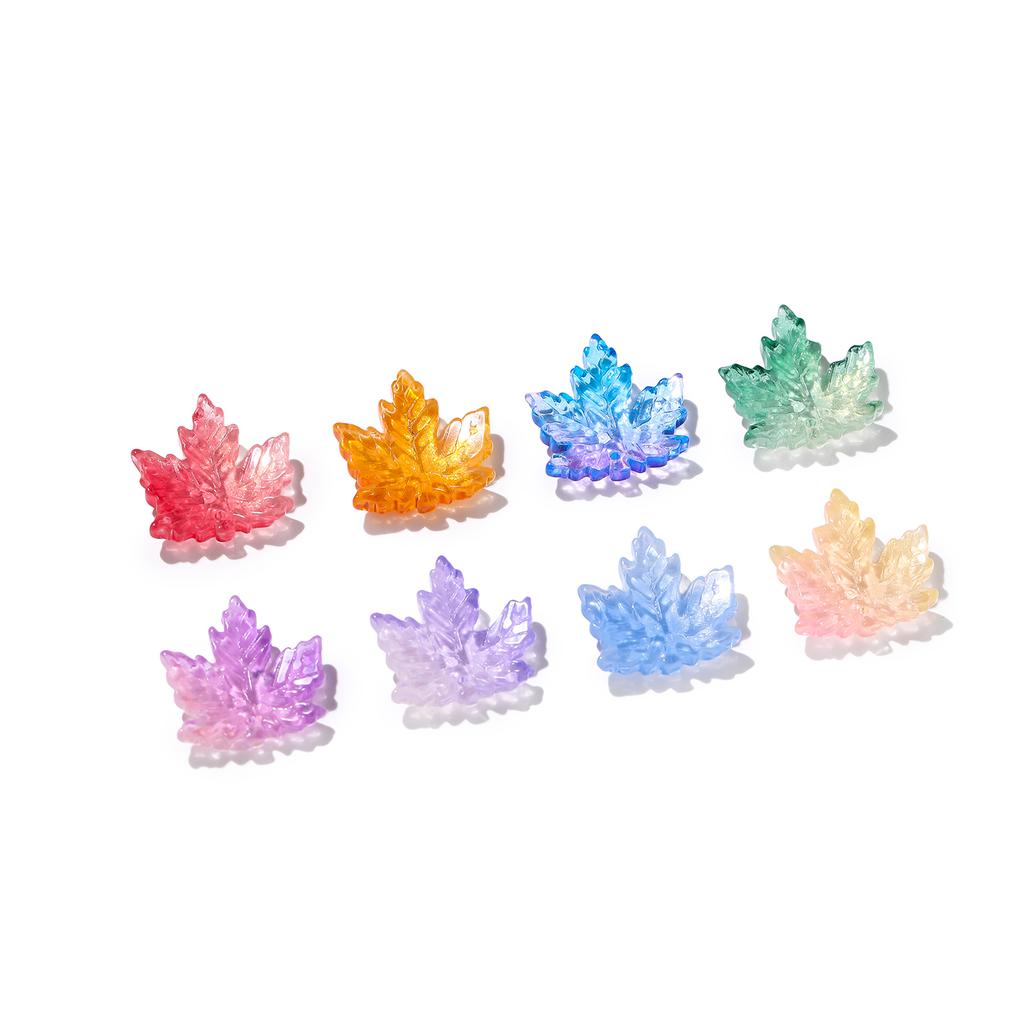 10Pcs/lot 20x20mm Gradient Color Maple Leaf Glass Bead Jewellery Making Beads for Bracelets Necklace DIY Craft Supplies