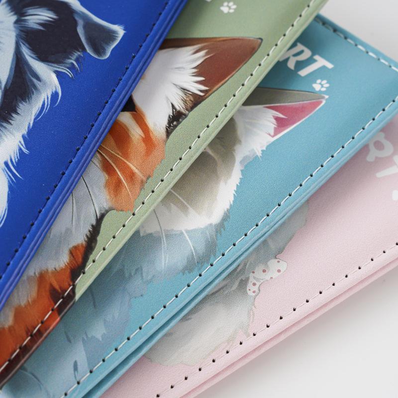 Uv Color Printing Cute Cat Dog Pet Passport Holder Travel Wallet Passport Covers Id Card Holder Plane Ticket Holder