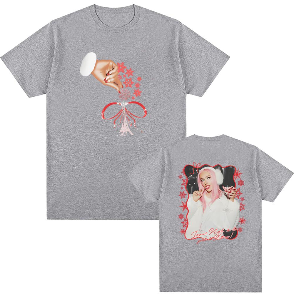 Рождество в Париже Графическая футболка Летняя Повседневная Кристина Агилера Высококачественная футболка Хлопок С круглым вырезом Топы