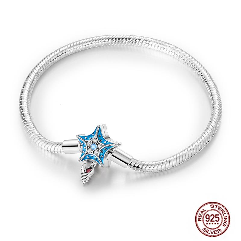 17-20CM Star Moon Bracelet 925 Copper Pink Heart Clover Charms Snake Chain Luminous Bracelet For Women DIY Birthday Zircon Gift