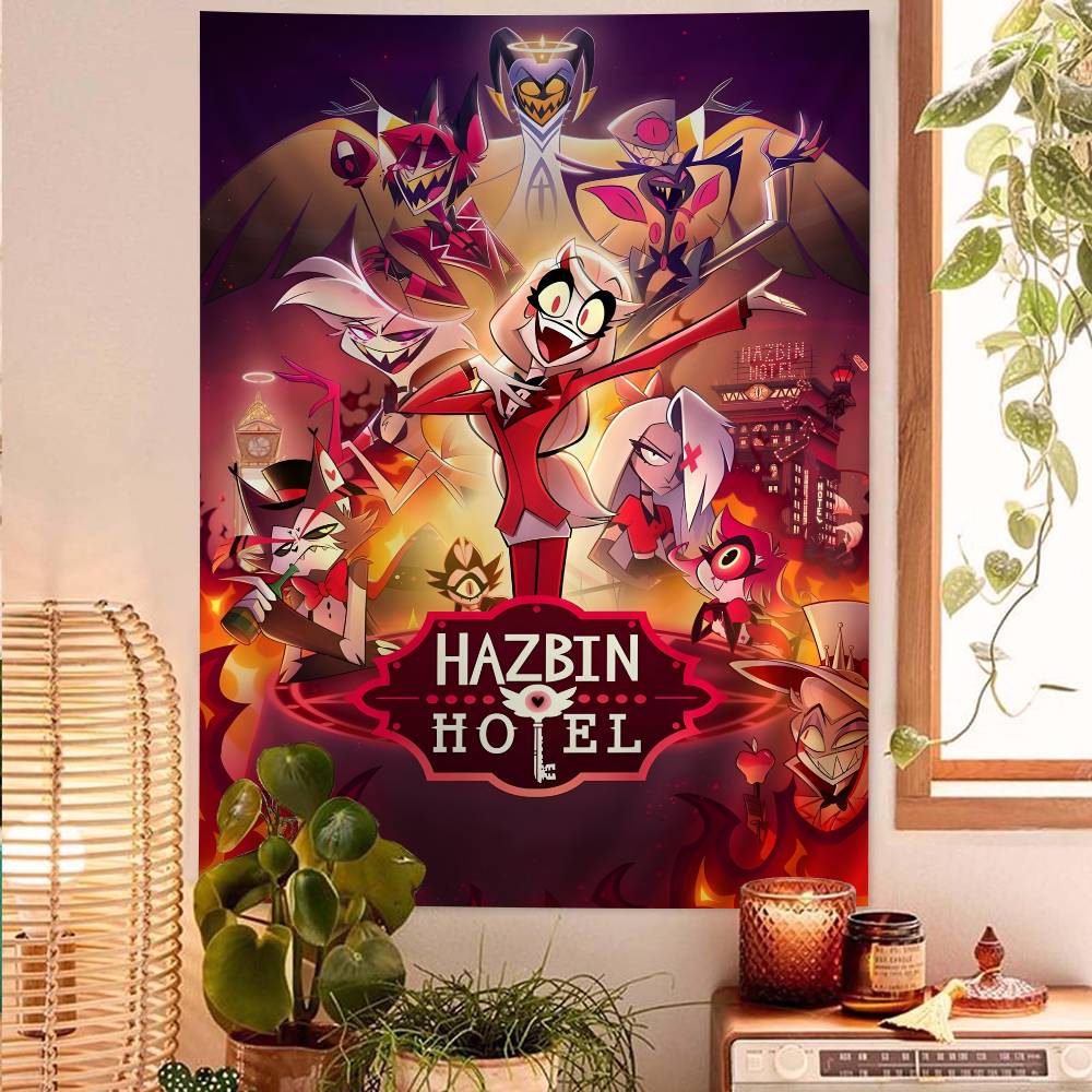 Hazbin HHotel Аниме Персонаж Аластор Мультяшный Гобелен Хиппи Цветочные Настенные Ковры Декор Комнаты Общежития Искусство Декор Дома