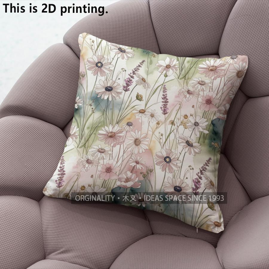 Watercolor Wildflower Pillow Covers Pattern Cushion Cover Suitable for Sofa Bedroom Car Pillow Cover