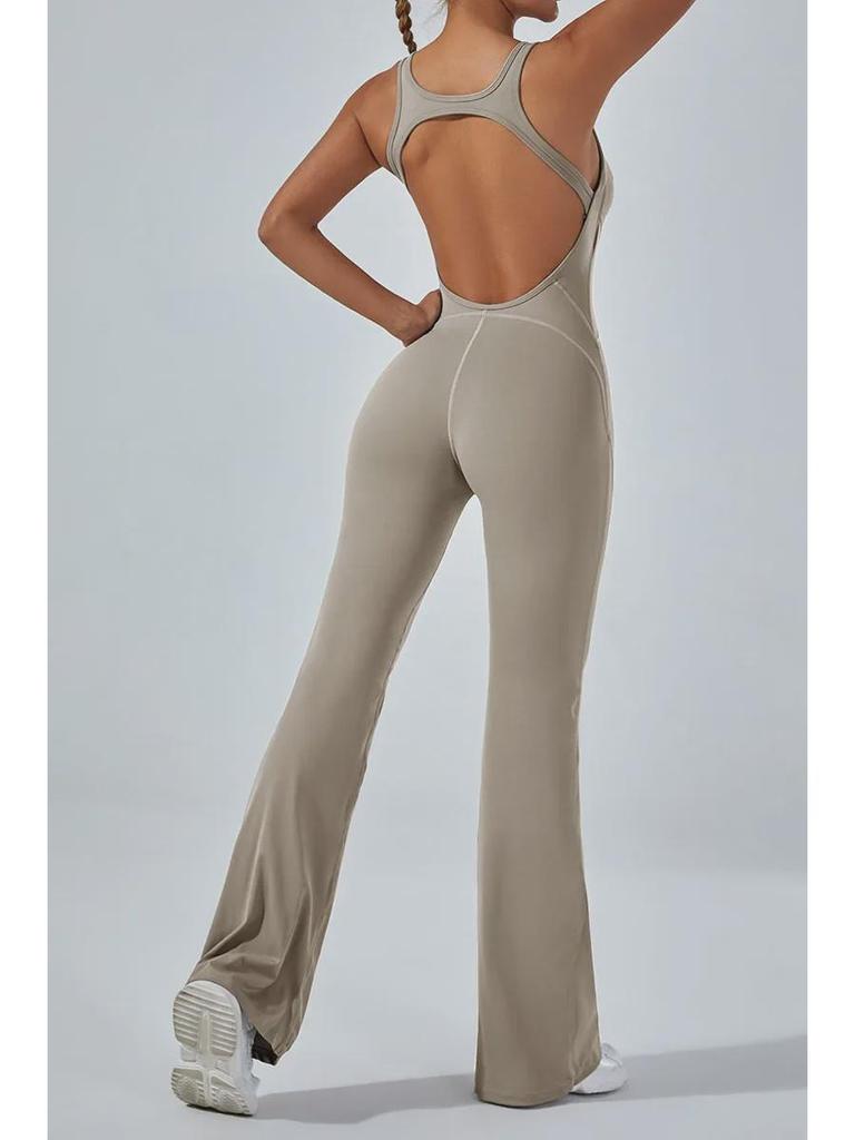 Европейский и американский костюм для йоги с открытой спиной и широкими расклешенными брюками, приподнимающими бедра
