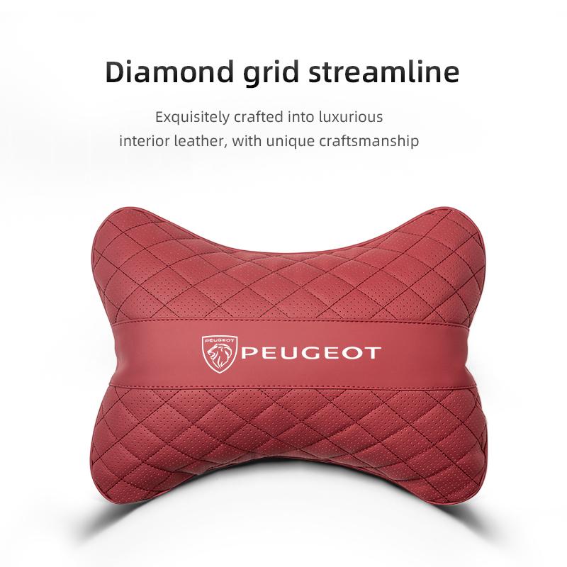 1Pcs Car Logo Headrest Seat Neck Pillow For Peugeot 607 106 406 407 307 206 301 408 5008 4008 208 3008 308 2008 207 107 508