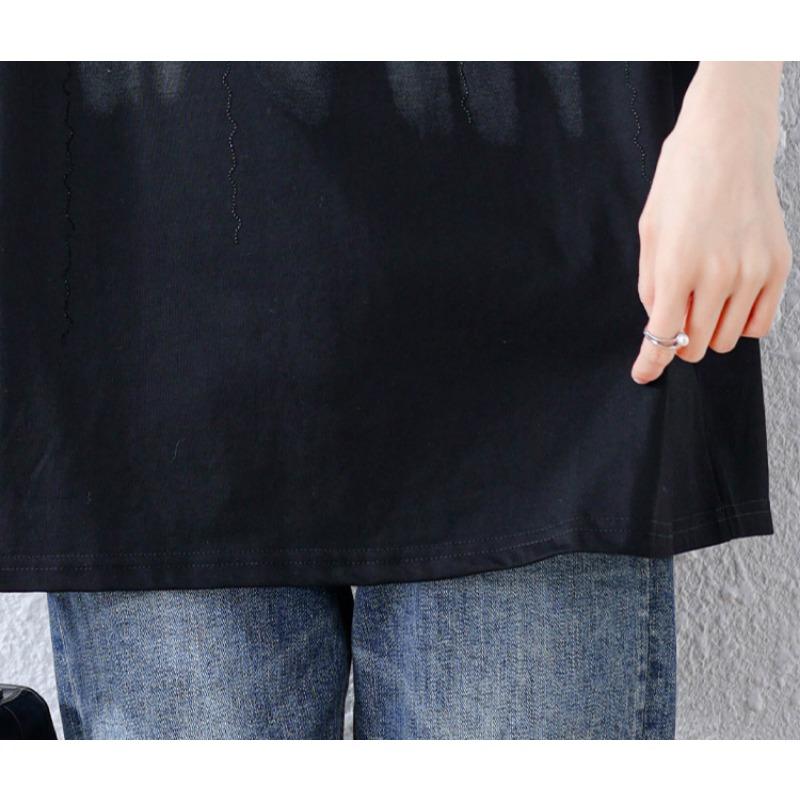 DIMANAF 2025 Новая летняя футболка больших размеров Мода Женщины Базовая футболка с коротким рукавом Свободные черные топы Футболки