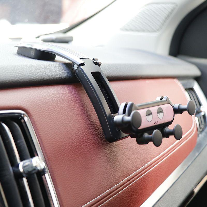 Cute Multifunctional Gravity Car Phone Holder for Navigation and Female Cartoon Design