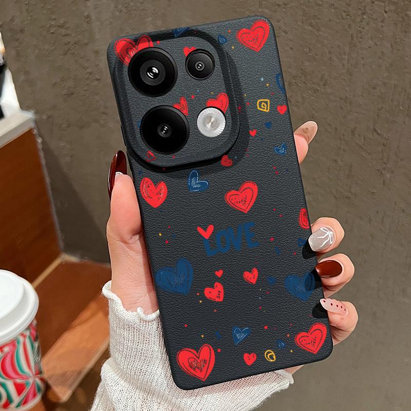 Мягкий силиконовый чехол с рисунком сердец любви для Xiaomi 13t Poco X6 M6 Pro Redmi Note 14 13 12 11 10 Pro, ударопрочный, кожаный, текстура, однотонный, тонкий чехол