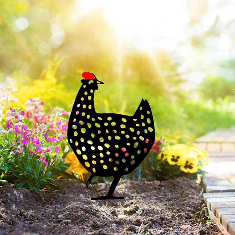 Fairy Garden Standing Chicken Rooster Statue Outdoor Stakes Yard Sign Ornaments Decor Acrylic Hen Yard Outdoor Lawn Garden Decor