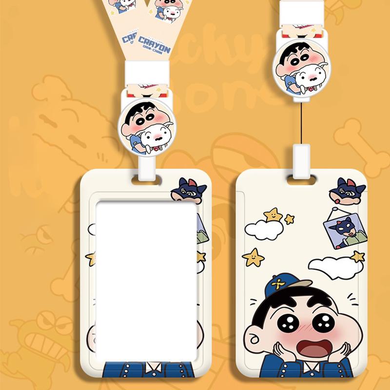 Cartoon Crayon Shin-Chan Id Badge Card Holder Lanyard Bus Card Student Card Case Neck Strap Credentials Photo Protector Cover