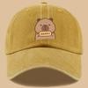 pc Capybara Happy Print Trucker Hat  Vintage Washed Adjustable Baseball Cap Breathable Unisex Outdoor Sun Hat with Cute Carto