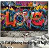 1 piece of 2D plane, featuring a beautiful LOVE design in graffiti style, with urban brick wall art and decorative banners.