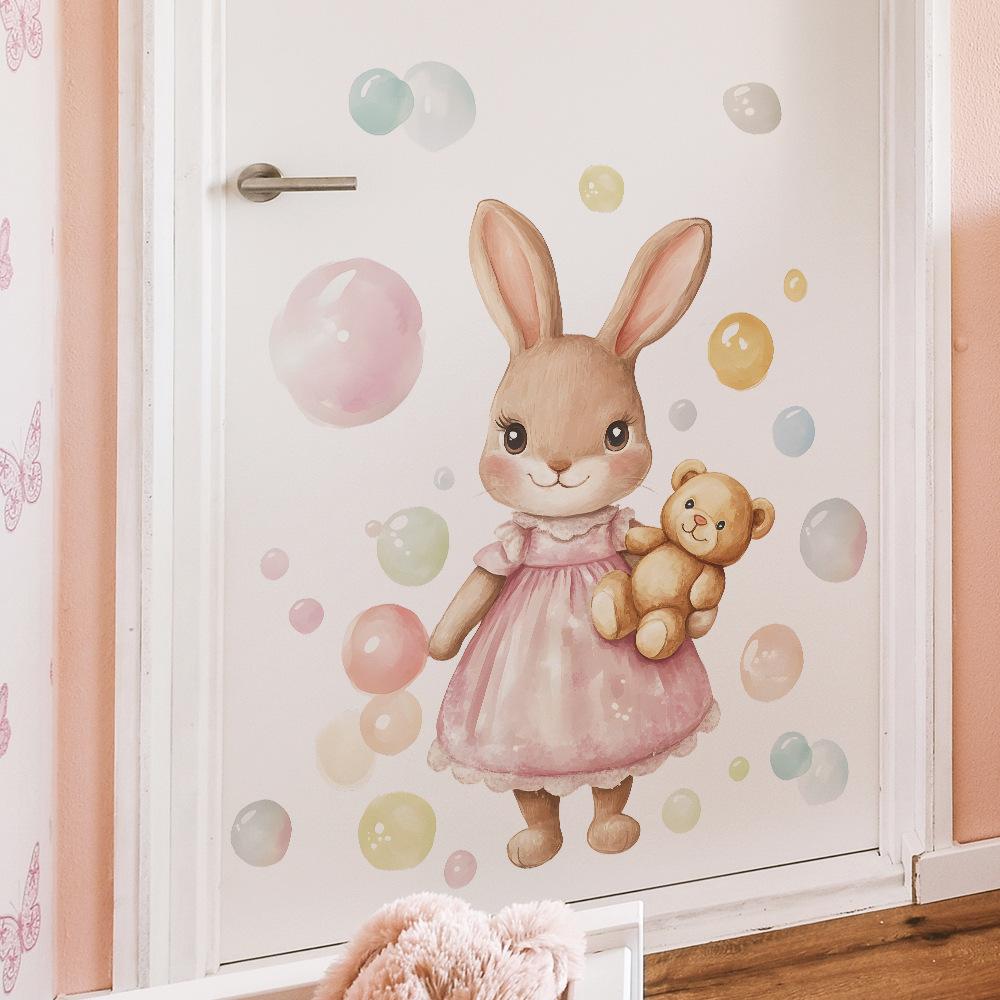 Мультяшный Расписной Кролик Пузыри Спальня Гостиная Прихожая Дом Фон Украшение Наклейки на Стену
