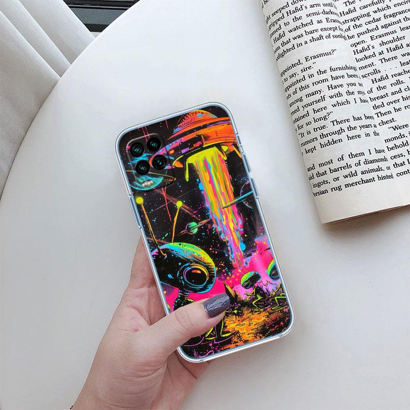 Astronaut Space Alien UFO Transparent Phone Case for Motorola Moto G10 G20 G30 G31 G32 G34 G35 G41 G42 G50 G51 G52 G55 G60 G60S
