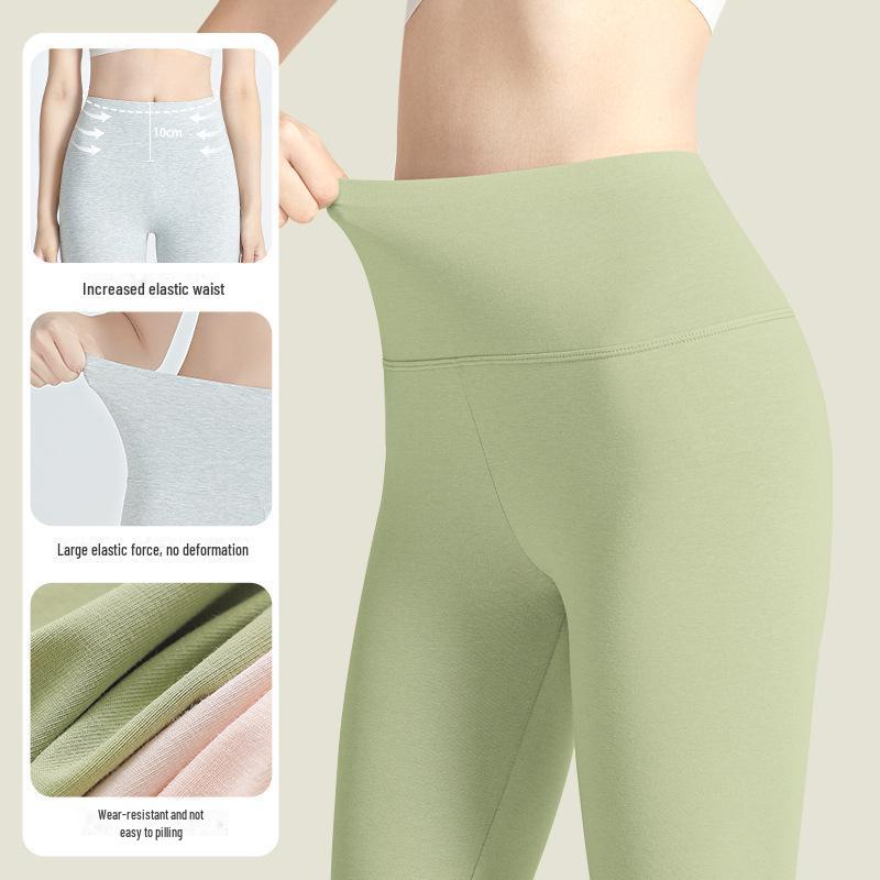 Женские антибактериальные теплые брюки из чистого хлопка с высокой талией - Осень/Зима