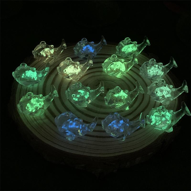 Светящийся маленький дельфин, украшение, мини-светящееся животное, подвеска, микро-сад, ландшафт, аквариум, украшение для рабочего стола