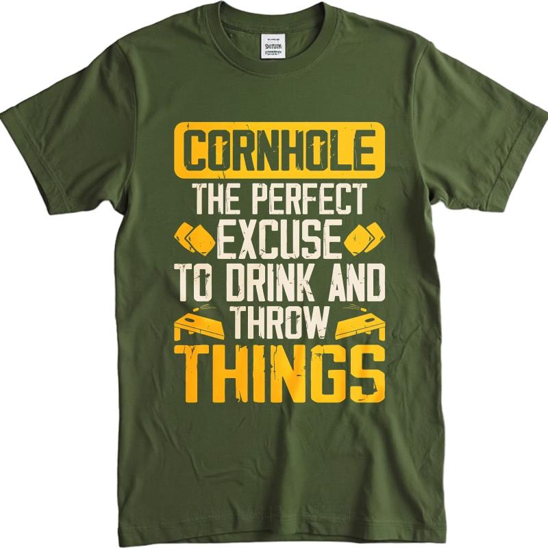 Plus Size Summer Men Tshirt Cornhole The Perfect Excuse To Drink And Throw Things Short Sleeve Relaxed Fit O Neck Tee Shirt