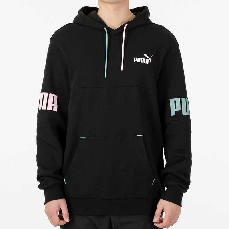 Puma Power Logo Print Спортивная толстовка с капюшоном Мужские топы Черный 670937-51