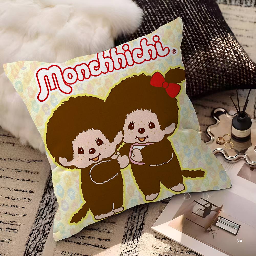 Anime M-Monchhichi Personalized Pillow Cover Kids Bedroom Wild Party Decor Pillowcase Kid Birthday Shower Gift