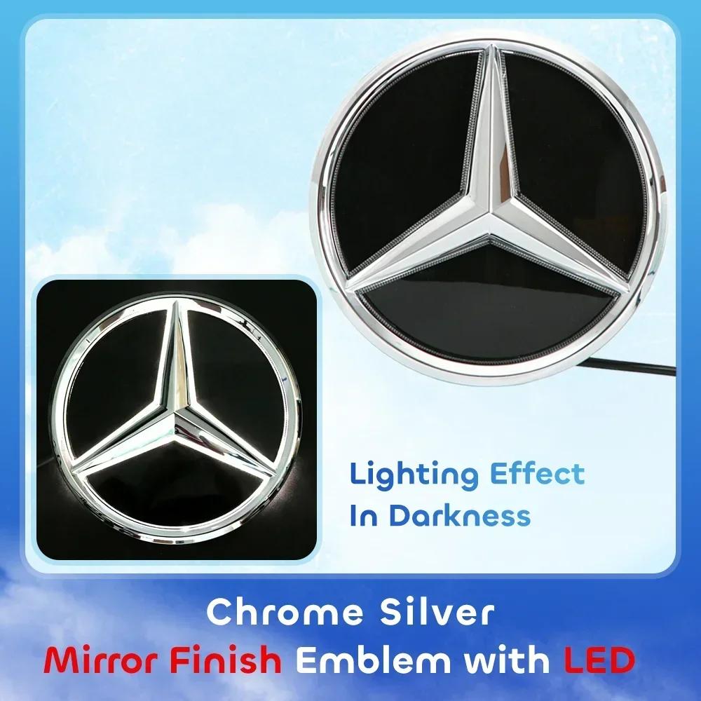 Hot Car Sticker Chrome Silver ABS Car Front Grille Star Emblem LED Logo For Mercedes Benz X166 GL350 GL450 GL500 GL550 W207 E250