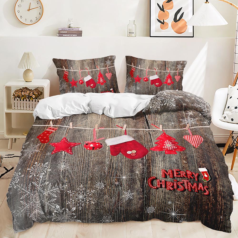 Рождественский комплект квилтов из трех предметов Комплект постельного белья из двух предметов