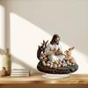 Yousheng Easter Bunny Ornament 2D Flat Acrylic Table Decoration Jesus And Rabbit Colored Eggs Ornament with Base for Home Easter Party Decor