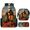 Набор из 3 предметов Школьный рюкзак NARUTO с передним карманом, Сумка через плечо и Пенал, Прочный и легкий, для мальчиков и девочек 5-11 лет