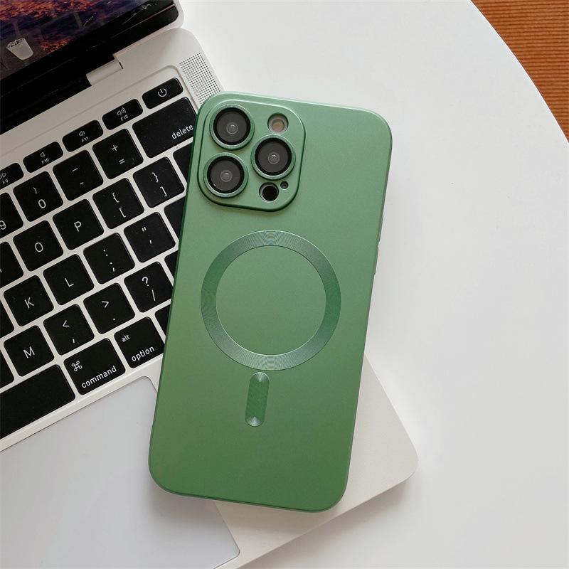 Роскошный матовый чехол для беспроводной зарядки Magsafe для iPhone 16 15 14 13 12 11 Pro Max Plus с магнитной защитой камеры
