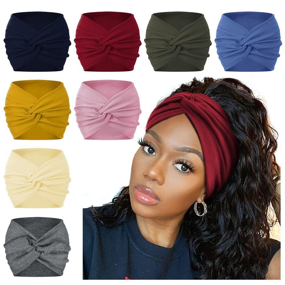 Fashion Twisted Thick Yoga Hair Bands Wide Headbands Head Wraps for Women Turban Workout Headband