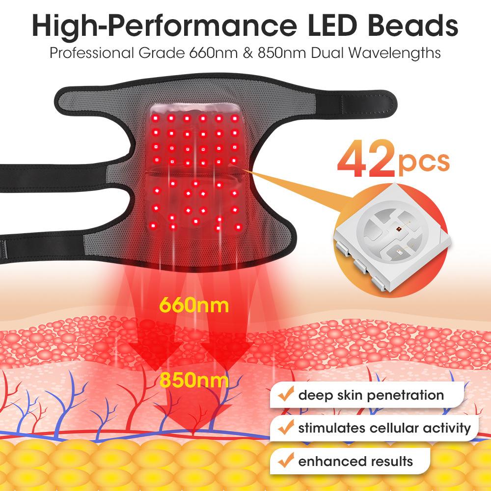 660nm 850nm Red Light Therapy Knee Wrap Heating Massage Brace with 5000mAh Battery