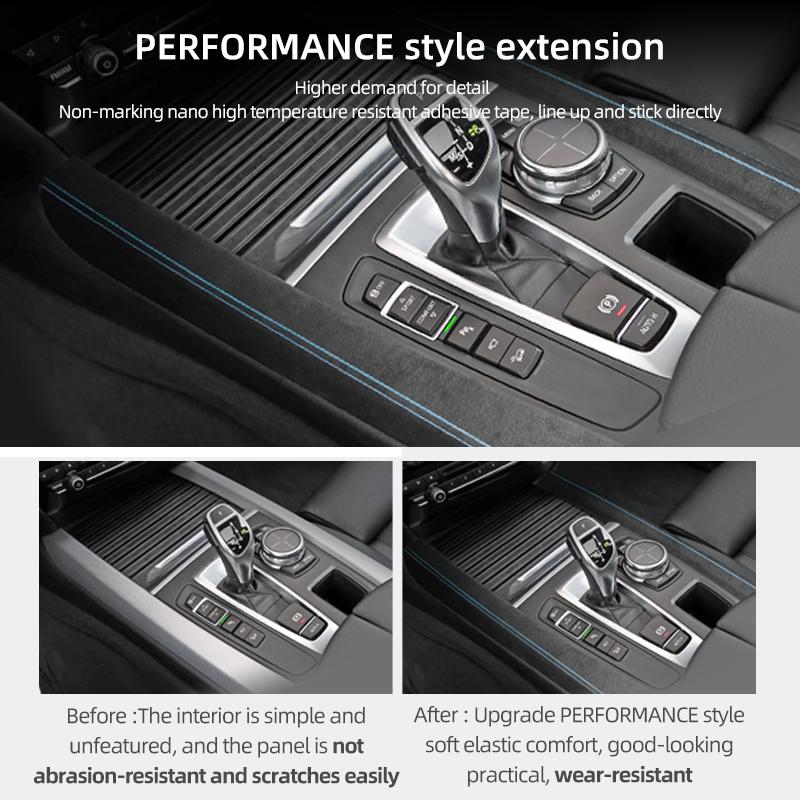 Для BMW X5 F15 Сделано из алькантары Отделка боковой полосы рычага переключения передач центральной консоли салона автомобиля Наклейка Performance Тюнинг-аксессуары