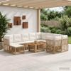 Garden Sofa Set 11 Pieces Natural and Cream White Poly Rattan
