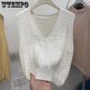 Pullover Knitted Vest V-neck Loose Autumn New Tank Top Short Sweater Sleeveless Shoulder Top Clip
