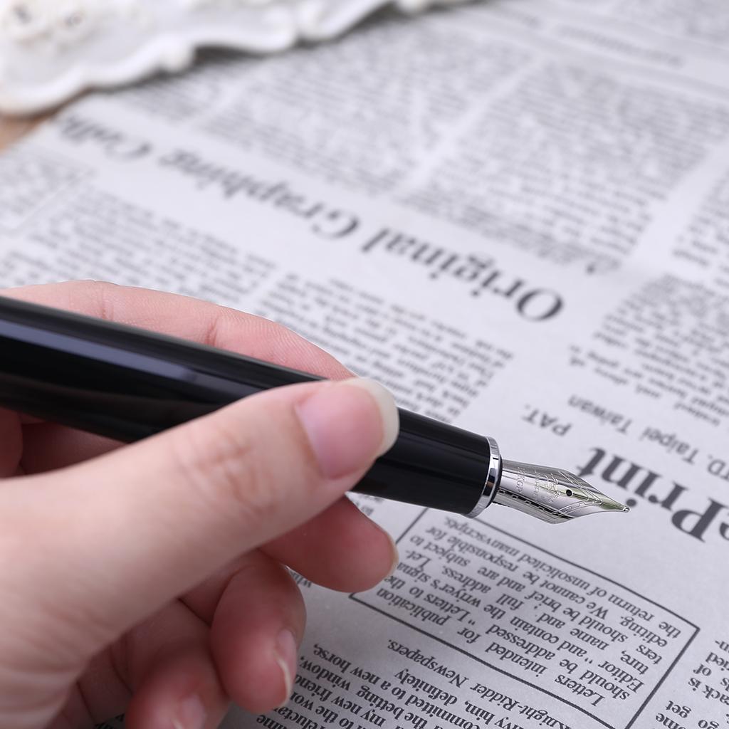 Новый Jinhao 159 черный и серебристый для перьевой ручки M Nib с толстым стержнем