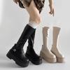 Autumn Winter Woman Knee-High Boots Fashion Comfort Soft Leather Platform Heel Long Booties Trend Women's Boots