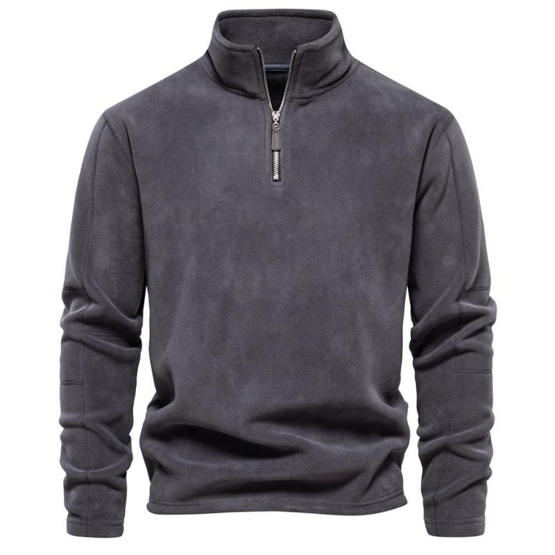 Men'S Autumn And Winter New Stand-Up Collar Half-Zipper Long-Sleeved Sweater Trend Casual Solid Color Men'S Fleece Top