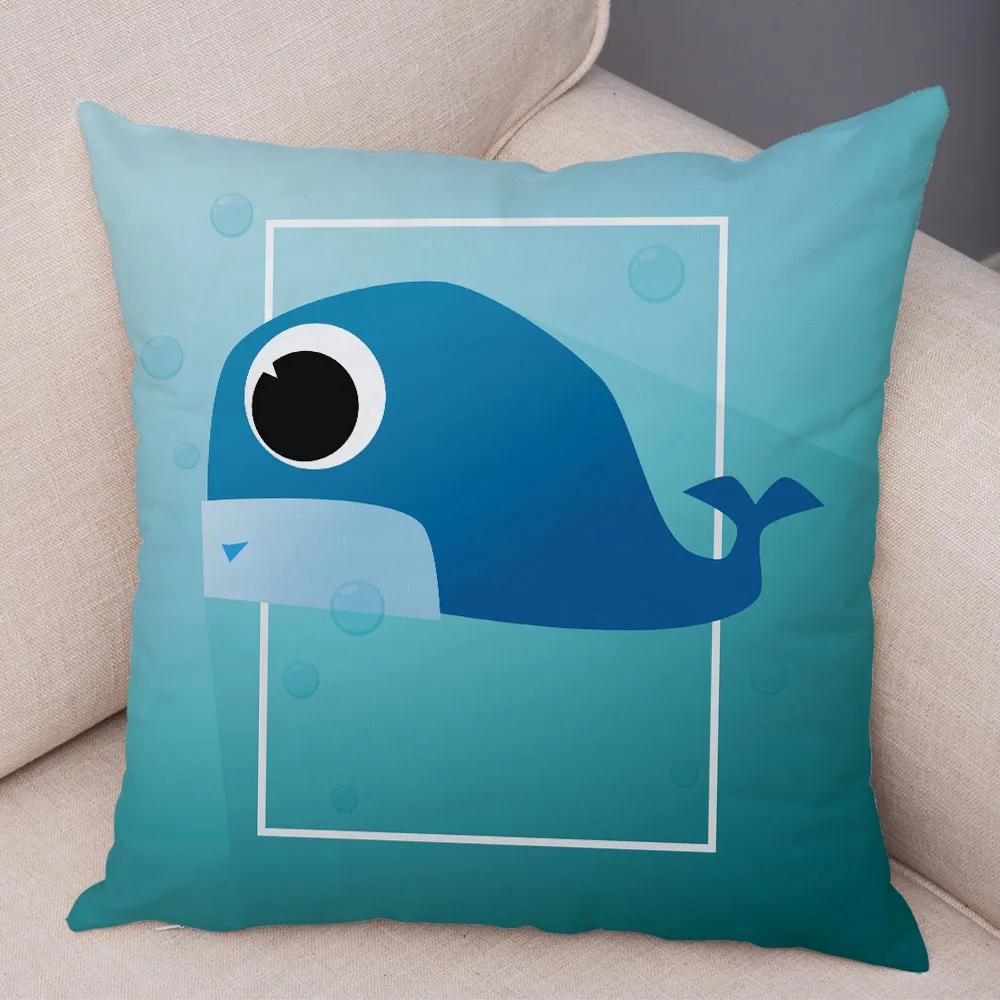 Милый мультяшный животный декор, наволочка, свинья, медведь, корова, акула, диван, наволочка для комнаты, детский сад, дом