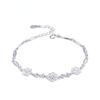 Lindon Women Zircon 925 Sterling Silver Jewelry Geometric Bead Chain Link Bracelet Fashion Fine Wedding Gift for Girlfriend