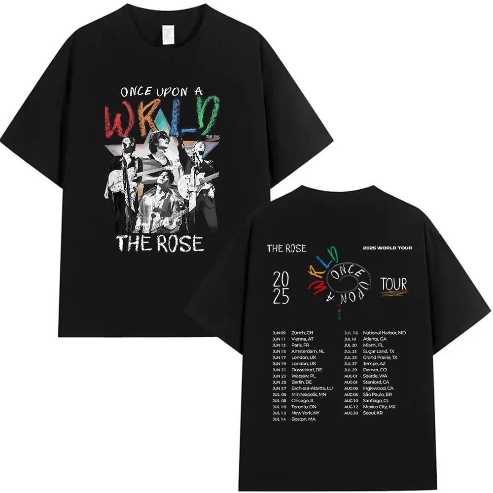 Kpop Tshirt The Rose Once Upon Awrld World Tour 2025 Unisexs Hiphop Shortsleeved Tshirt 100 Cotton Tshirt