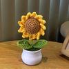 Вязаный вручную горшечный цветок крючком ручной работы Подсолнух Ландыш Тюльпан Горшечные искусственные цветы для домашнего офиса Украшение стола