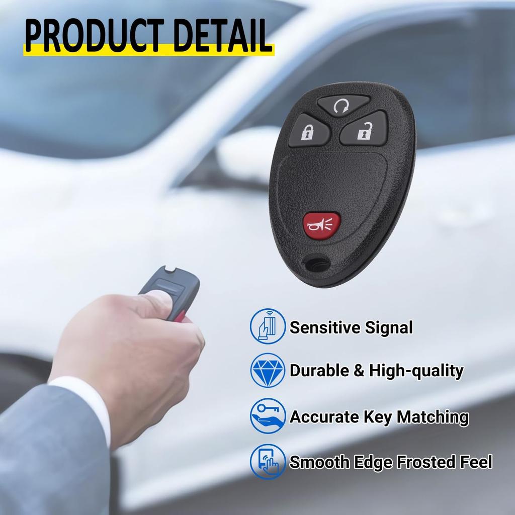 Key Fob Replacement For 2007-2014 Chevy Silverado Suburban Avalanche Tahoe Equinox Traverse Escalade/ 07-13 Gmc Sierra Yukon XL Savana Acadia/ 08-16