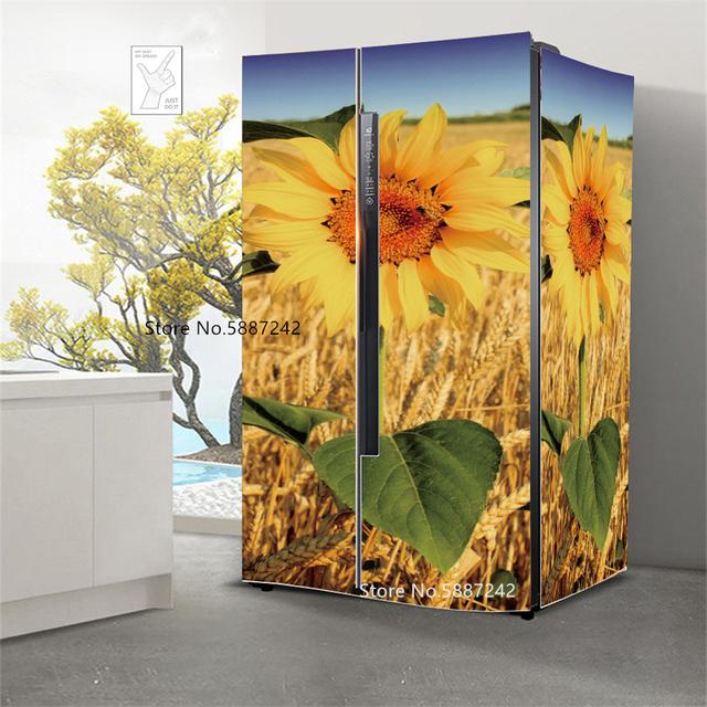 Наклейки на холодильник с морским пейзажем для обоев на холодильник, виниловые самоклеящиеся декорации для пейзажей, пленка для морозильной камеры, пляжная крышка для кухни